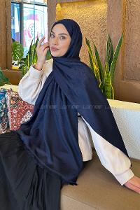 Lamelif Etnik Retro Desen Kaşmir Çift Taraflı Şal Lacivert