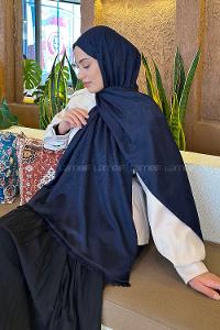 Lamelif Etnik Retro Desen Kaşmir Çift Taraflı Şal Lacivert