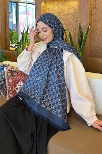 Lamelif G Desen Kaşmir Çift Taraflı Şal Gece Mavisi