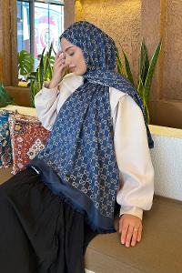 Lamelif G Desen Kaşmir Çift Taraflı Şal Gece Mavisi