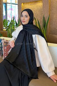 Lamelif G Desen Kaşmir Çift Taraflı Şal Siyah