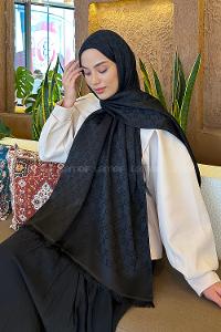 Lamelif G Desen Kaşmir Çift Taraflı Şal Siyah