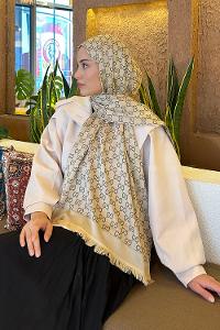 Lamelif G Desen Kaşmir Çift Taraflı Şal Soft Kahve Bej