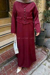 Lamelif Düğme Detaylı Jileli Takım Bordo