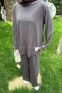 Lamelif Armalı İkili Takım Kahverengi