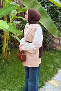 Lamelif Cep Detaylı Yelek Taş