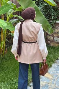 Lamelif Cep Detaylı Yelek Taş