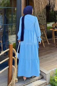 Baby Blue Neckband Cotton Dresess