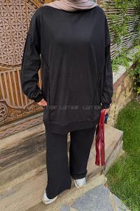 Lamelif Kol Detaylı İkili Takım Siyah
