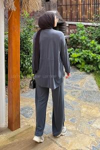 Lamelif Yan Yırtmaç Detaylı Takım Antrasit