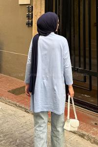 Lamelif Always Be Cool Baskılı Sweat Mavi