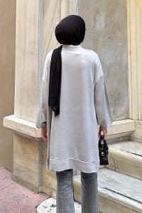 Lamelif Armalı Bisiklet Yaka Sweat Gri