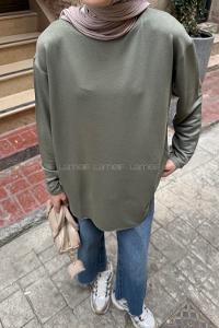 Khaki Crew Neck Cotton Tunic