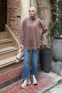 Lamelif Basic Sweat Kahverengi