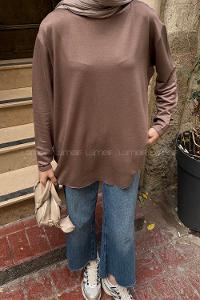 Lamelif Basic Sweat Kahverengi