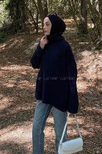 Lamelif Balıkçı Yaka Kazak Lacivert