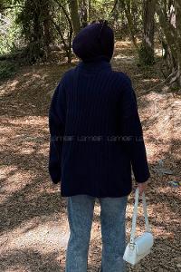 Lamelif Balıkçı Yaka Kazak Lacivert