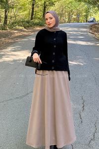 Lamelif Bisiklet Yaka Kısa Hırka Siyah