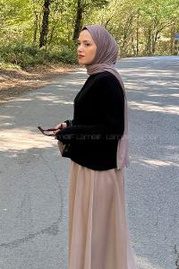 Lamelif Bisiklet Yaka Kısa Hırka Siyah