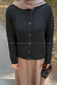 Lamelif Bisiklet Yaka Kısa Hırka Siyah