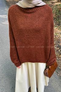 Lamelif Dik Yaka Balon Kazak Tarçın