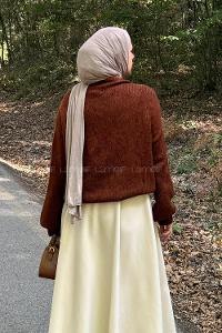 Lamelif Dik Yaka Balon Kazak Tarçın