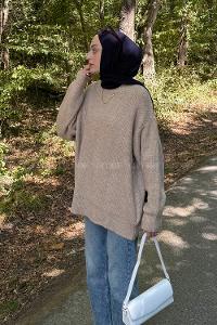 Beige Crew Neck Long Arm Jumper