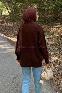 Lamelif Kurdeleli Triko Kazak Acı Kahve