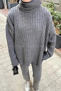 Lamelif Balıkçı Yaka Kazak Antrasit