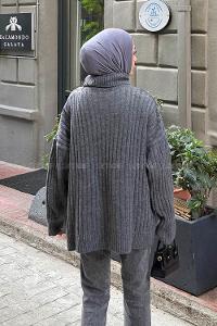 Lamelif Balıkçı Yaka Kazak Antrasit