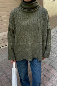 Lamelif Balıkçı Yaka Kazak Haki