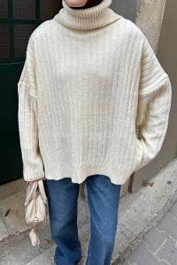 Natural Turtle Neck Long Arm Jumper