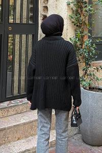 Lamelif Balıkçı Yaka Kazak Siyah