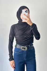 Lamelif Büzgü Detaylı Sandy Body Siyah