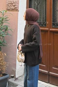 Lamelif Geniş Kollu Kazak Acı Kahve