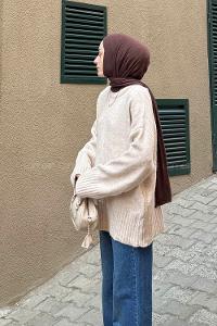 Beige Crew Neck Long Arm Jumper