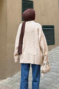 Beige Crew Neck Long Arm Jumper