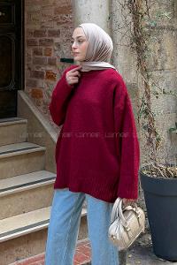 Claret Red Crew Neck Long Arm Jumper