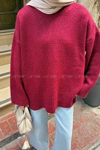 Claret Red Crew Neck Long Arm Jumper