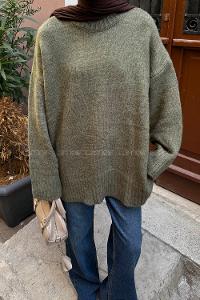 Lamelif Geniş Kollu Kazak Haki