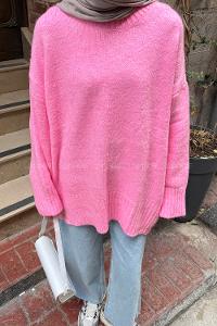 Lamelif Geniş Kollu Kazak Pembe