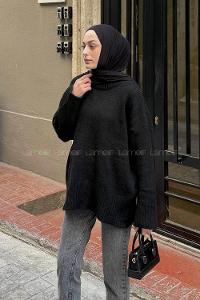 Lamelif Geniş Kollu Kazak Siyah