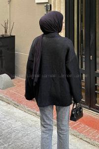 Lamelif Geniş Kollu Kazak Siyah