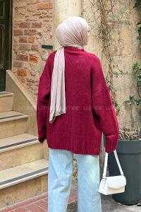 Lamelif Salaş Dokulu Basic Hırka Bordo