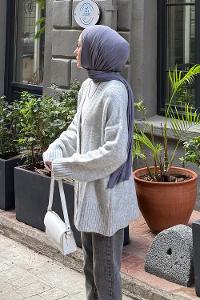 Lamelif Salaş Dokulu Basic Hırka Gri