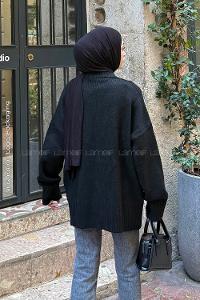 Lamelif Salaş Dokulu Basic Hırka Siyah