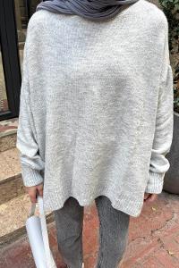 Lamelif Salaş Dokulu Kazak Gri