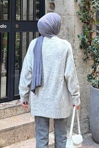 Lamelif Salaş Dokulu Kazak Gri