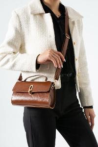 Lamelif Leına Model Kadın Çapraz Çantası Taba