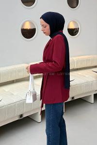 Lamelif Bağlama Detaylı Ceket Bordo